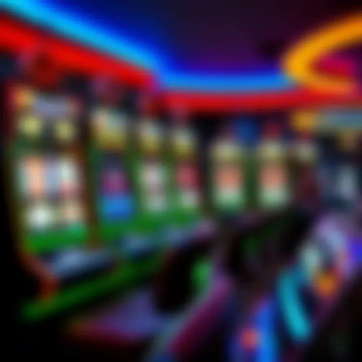 A vibrant display of mega slot machines in a casino setting