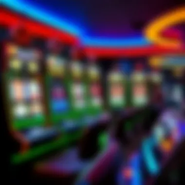 Vibrant Mega Slots in Action A vibrant display of mega slot machines in a casino setting