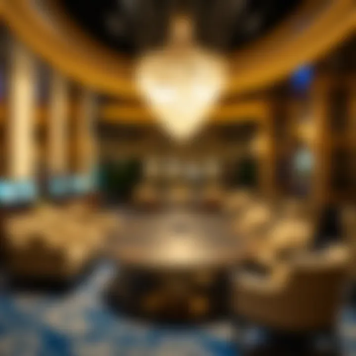 A stylish lounge area within the casino designed for relaxation and social interaction