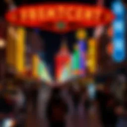 A vibrant view of Fremont Street illuminated at night