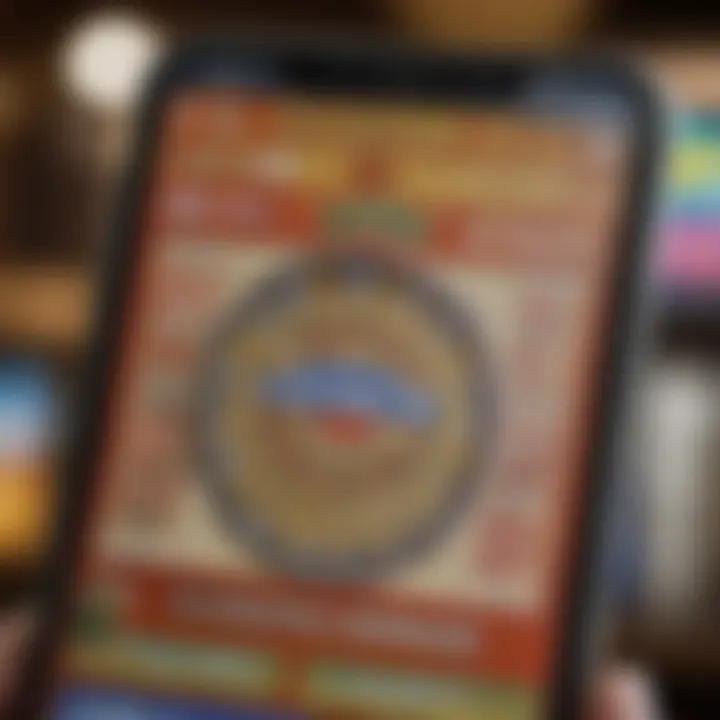 A close-up view of a digital lottery ticket on a mobile device.