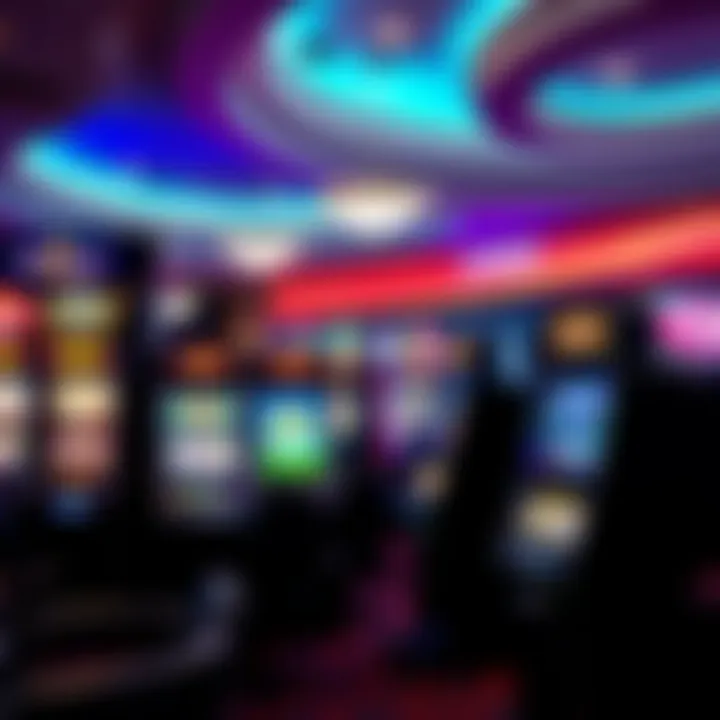 A serene casino environment showcasing various slot machines in play.