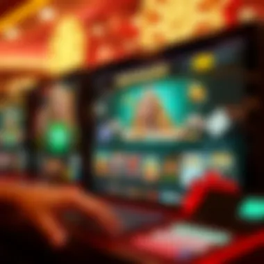 A vibrant depiction of the JackpotCity online casino interface showcasing its game selection