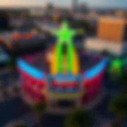 Aerial view of Kansas City Star Casino showcasing its vibrant facade
