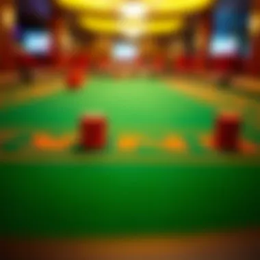 Close-up of the felt surface on a kings poker table