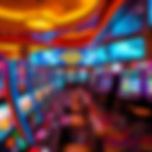 Luxurious gaming area showcasing vibrant slot machines and table games