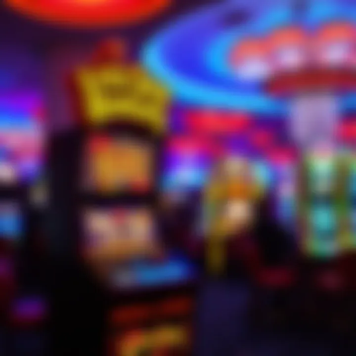 Vibrant casino atmosphere featuring the Little Shop of Horrors slot machine among other games