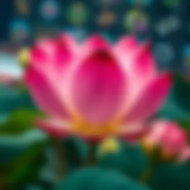 Close-up of Lotus Flower symbols and features in gameplay