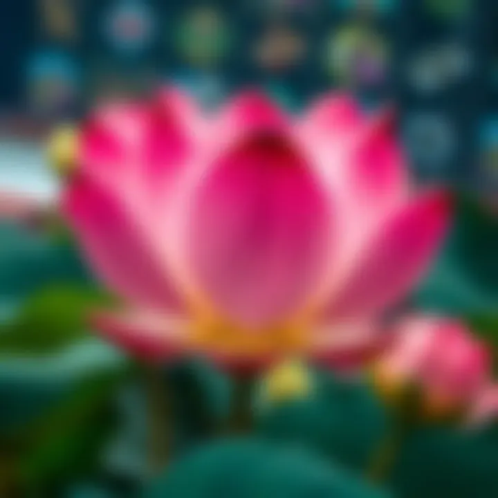 Close-up of Lotus Flower symbols and features in gameplay