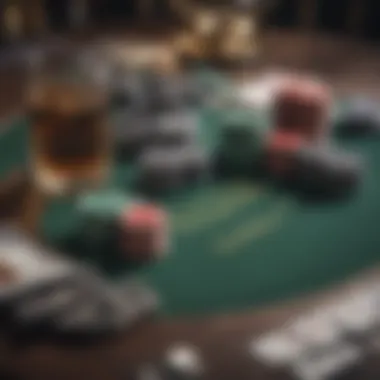 Stylish Five Card Poker Setup A stylish five card poker setup with chips and cards