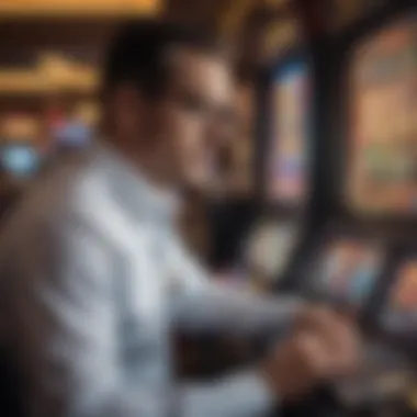 Strategic Gaming in Action A strategic player analyzing gameplay on a Vegas 777 Slots machine