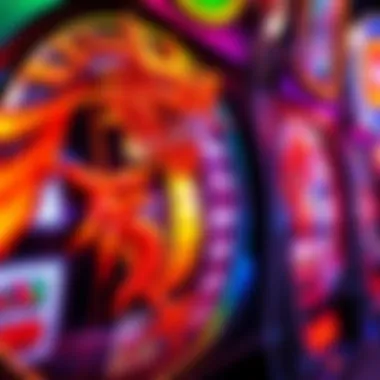 Close-up of a spinning dragon-themed slot reel