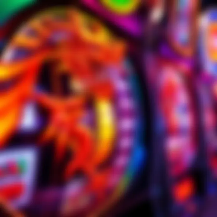 Close-up of a spinning dragon-themed slot reel