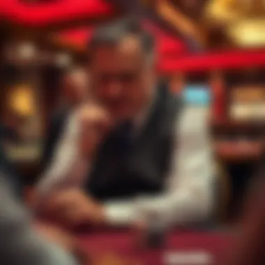 High-stakes gambler contemplating final wager