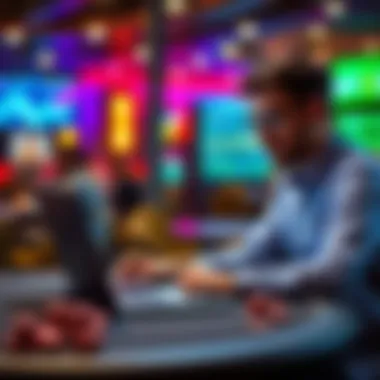 A strategic player analyzing game data on a laptop