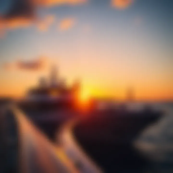 Luxurious casino cruise boat at sunset