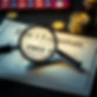 A magnifying glass over a document with legitimate free spin codes