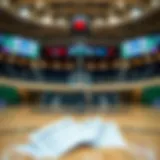 Basketball court with betting slips