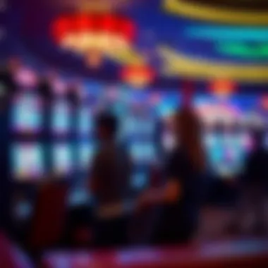 Engagement in Casino Culture An engaging visual of players interacting with the Britney Spears slot machine in a lively casino setting.