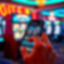 User navigating the Red Rock Casino app on a smartphone