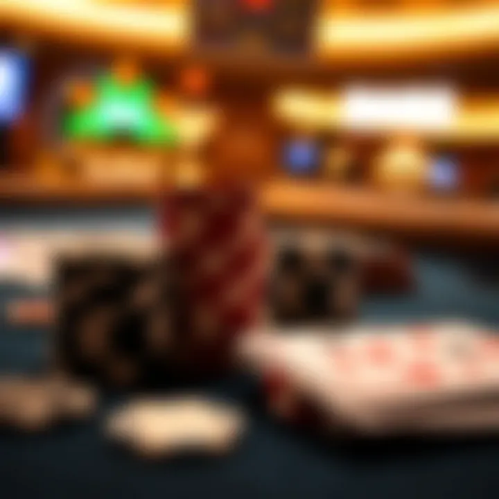 Poker Chips and Cards in Play Close-up view of poker chips and cards on the table