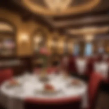 Elegant dining area presenting a gourmet meal at Roses Casino