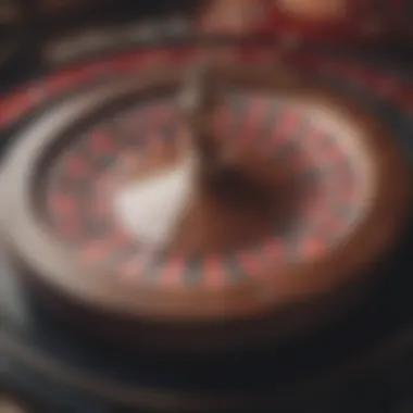 An elegant setting of a roulette table with a spinning wheel.