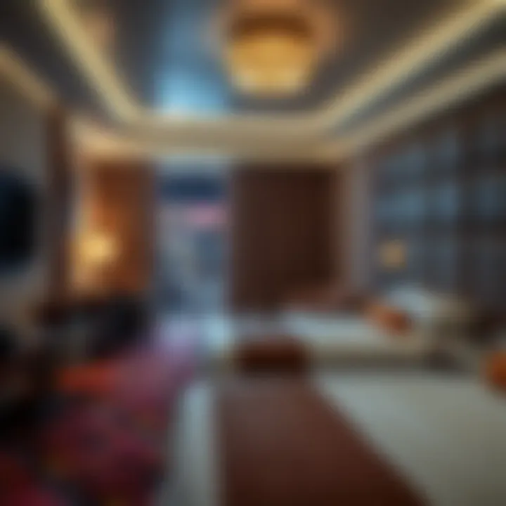 Luxurious guest room interior highlighting modern amenities and decor