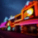 Vibrant Casino Exterior A vibrant casino exterior showcasing neon lights and architectural design