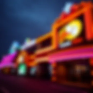 Vibrant Casino Exterior A vibrant casino exterior showcasing neon lights and architectural design