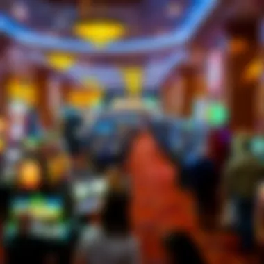 Bustling Casino Floor A bustling casino floor filled with diverse gaming options and patrons