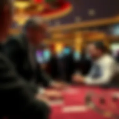 Casino manager discussing with players at a table