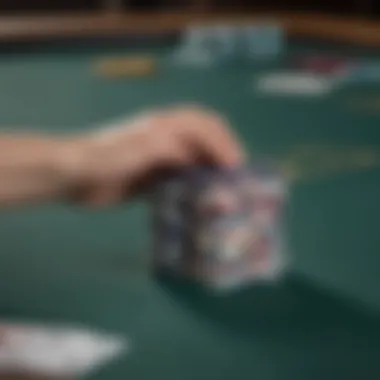 Chips stacked on a poker table illustrating chip management strategies.