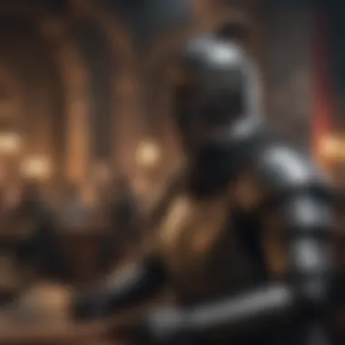 Knightly Skills on Display Knight in armor showcasing skills