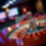 A detailed representation of a roulette wheel with digital elements