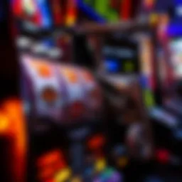 Detailed view of slot machine mechanics