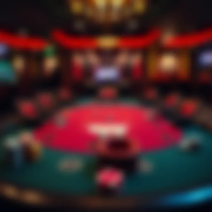 A strategic poker table setup illustrating key gameplay elements